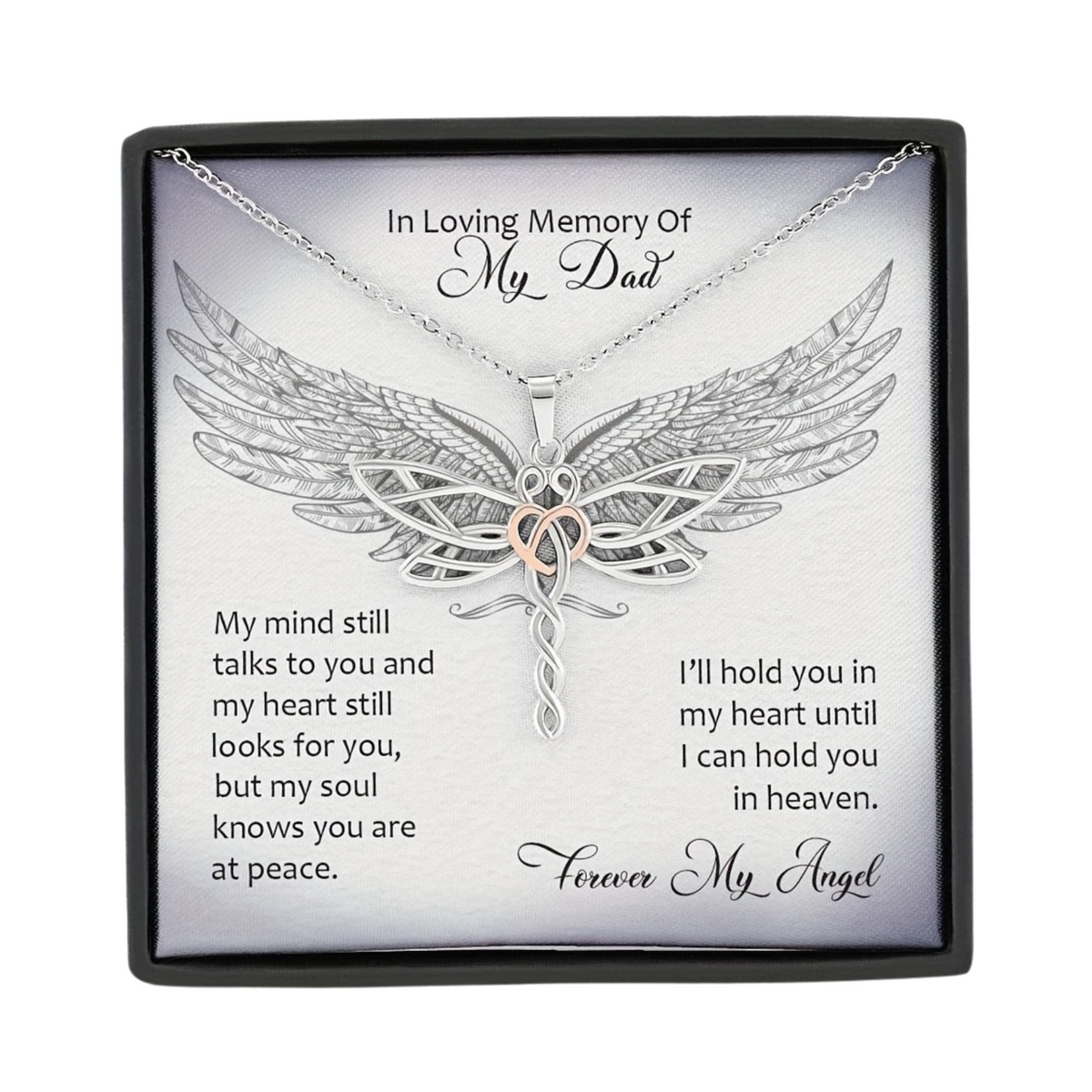 Loving Memory Of My Dad Dragonfly Pendant Necklace Forever B193 With Card NO BOX