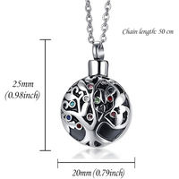 Tree Of Life Memorial Keepsake Necklace - Ash/Cremation Pendant Urn Locket 1486