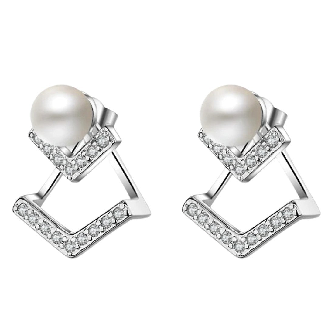Silver Plated Cubic Zirconia Drop Earrings - Elegant and Lightweight Dangle 304