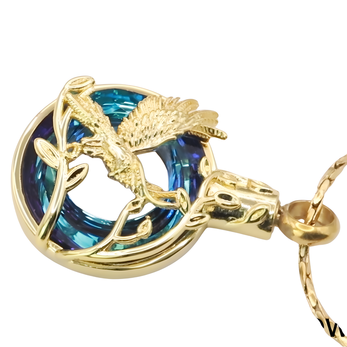 Eagle Pendant Necklace, Silver Plated Alloy Stainless Steel Base Blue B206