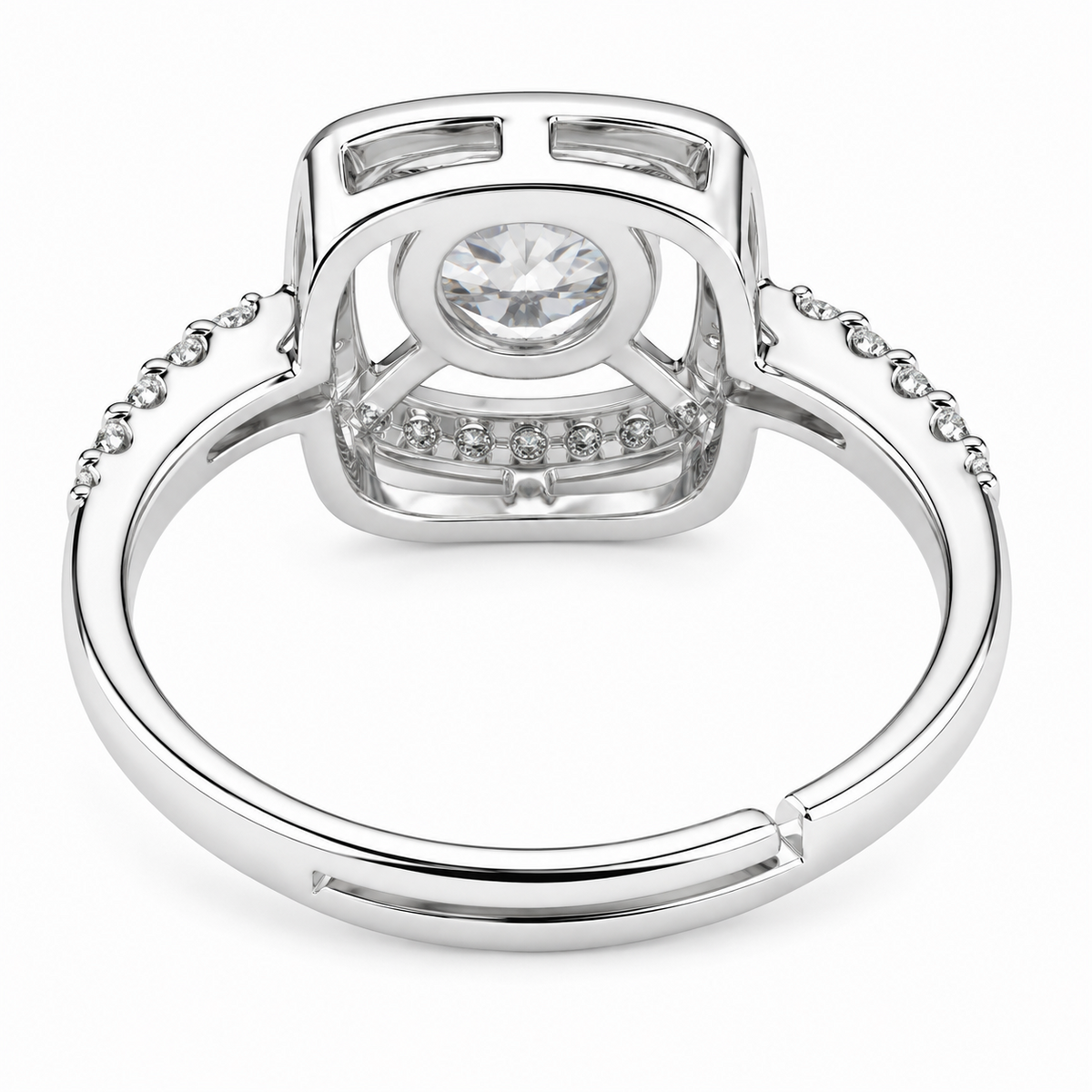 Women's Sparkling Zircon Proposal Ring Silver Tone Romantic Pave Engagement 1622