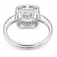 Women's Sparkling Zircon Proposal Ring Silver Tone Romantic Pave Engagement 1622