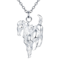 925 Sterling Silver Horse Head Charm with Chain, Modern Equestrian Horseback 476