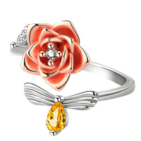 Unified Jewellery Rotatable Rose Flower Ring (Adjustable) Silver Tone Floral 388