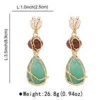 Waterdrop Dangle Earrings For Women Gold Plated Alloy Teardrop Resin Drop 1453