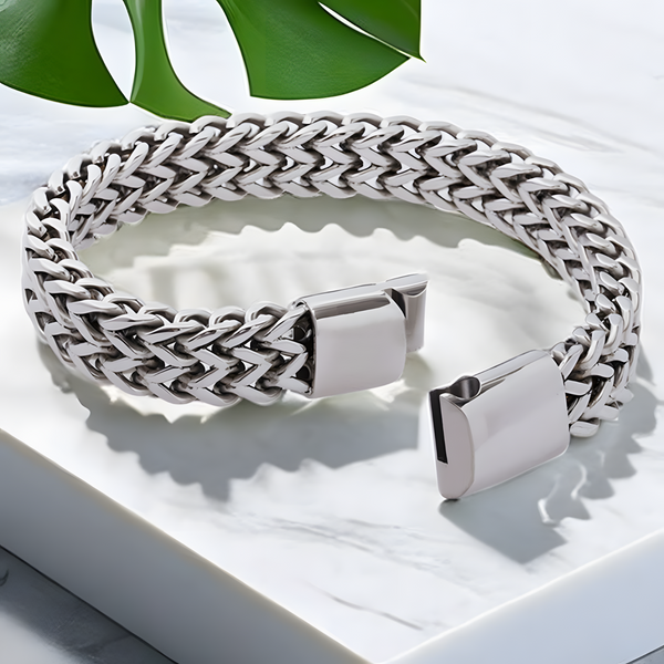 12mm Silver Plated Chain Bracelet Men Women Chunky Link Secure Clasp  1971