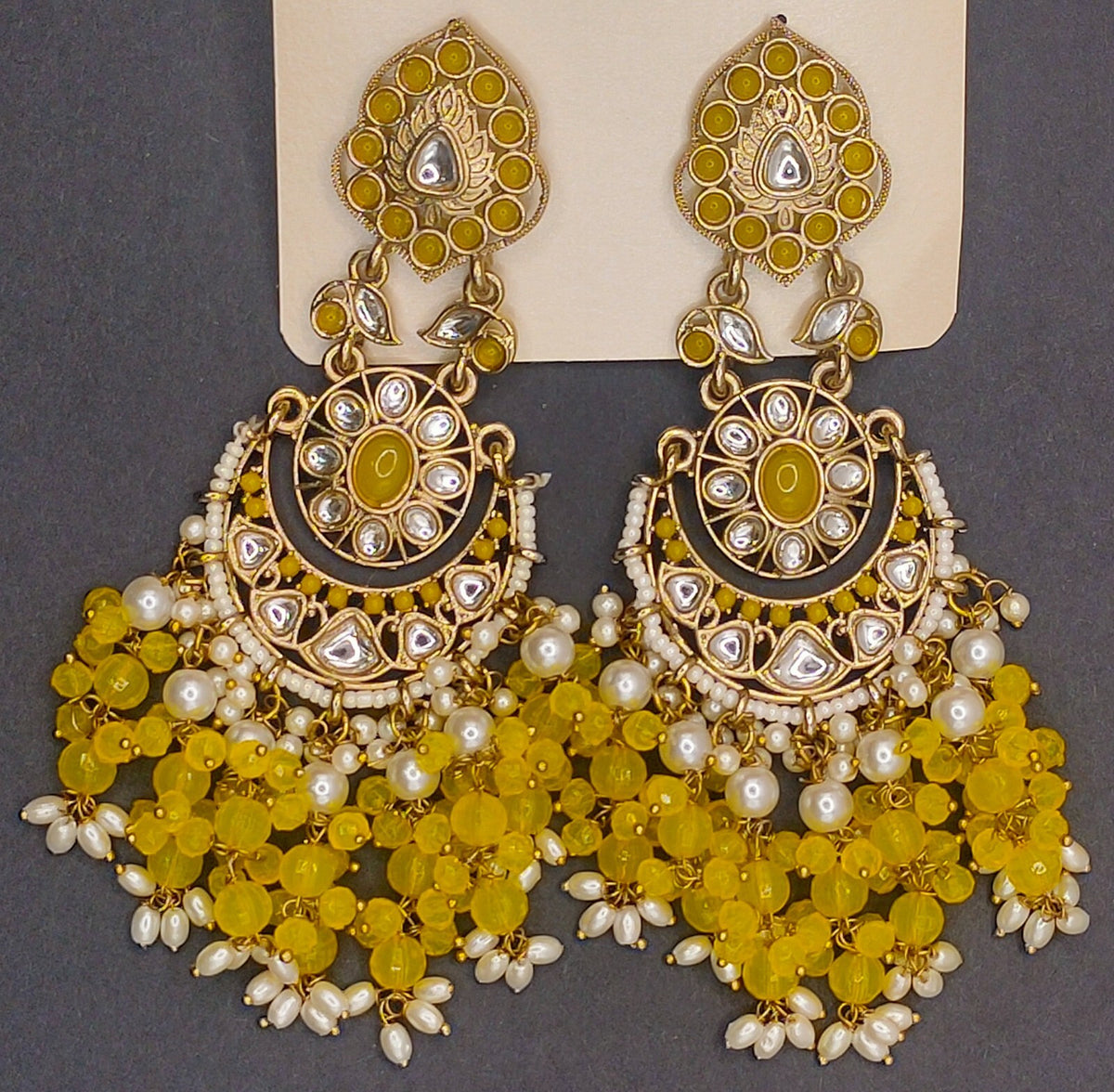 Elegant Bollywood Inspired Gold Kundan Earrings - Traditional Indian Jewelry 211
