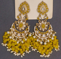 Elegant Bollywood Inspired Gold Kundan Earrings - Traditional Indian Jewelry 211