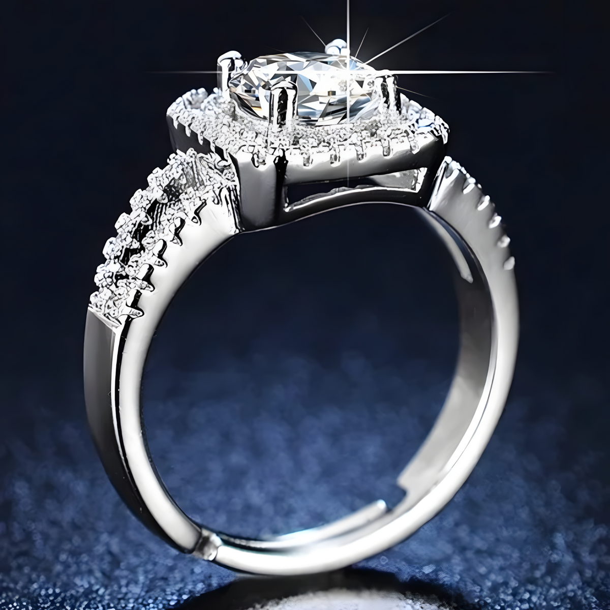 Elegant Cushion Cut Halo Engagement Ring for Women Sparkling Crystal 496