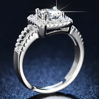 Elegant Cushion Cut Halo Engagement Ring for Women Sparkling Crystal 496