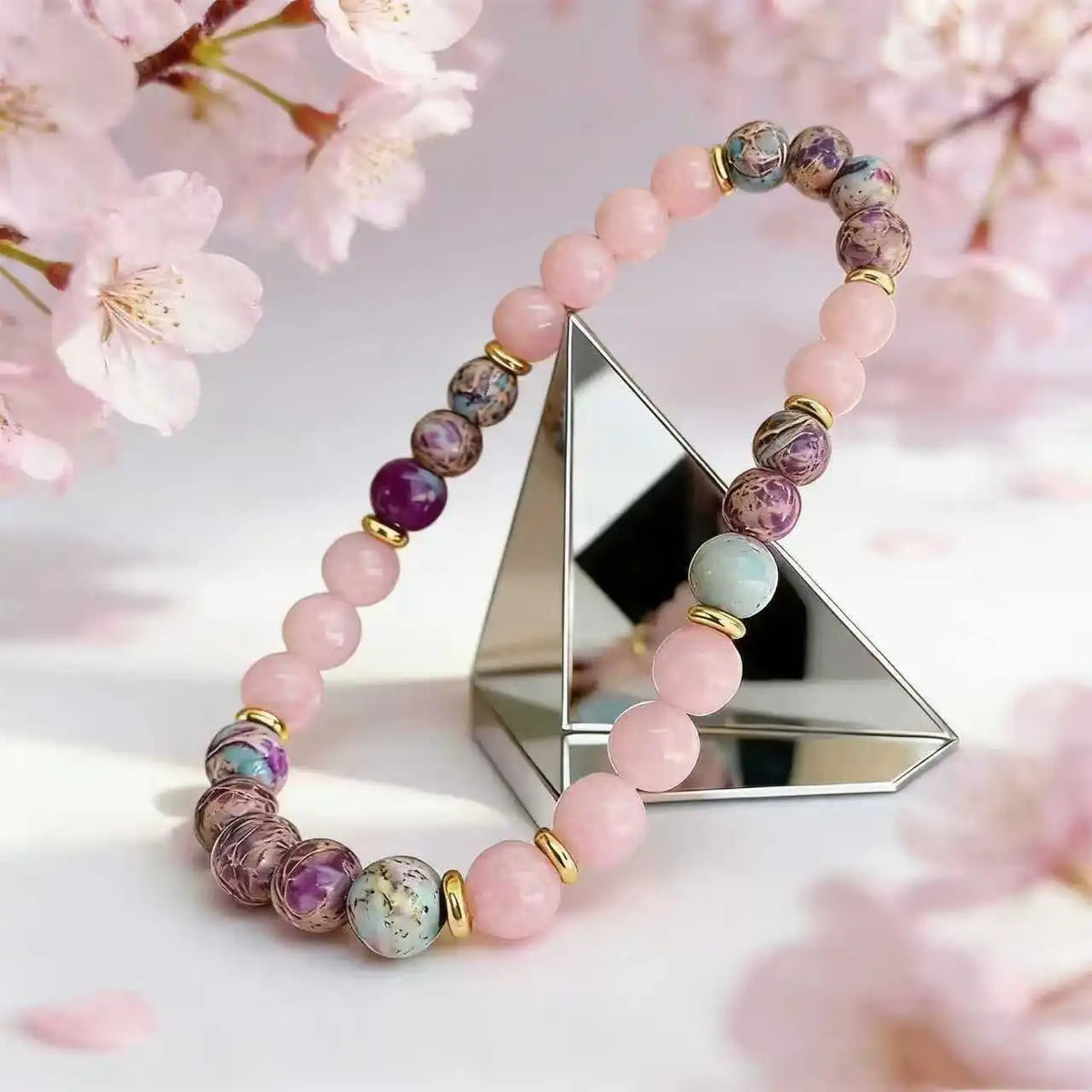 Love Natural Quartz Jasper Stones Gold Plated Alloy 19cm Stretch Fashion 1401