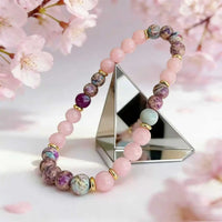Love Natural Quartz Jasper Stones Gold Plated Alloy 19cm Stretch Fashion 1401