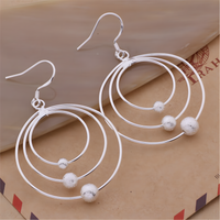 Triple Circle Hoop Drop Earrings for Women Layered Concentric Circle Dangle 1417