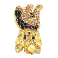 Royal Yorkie Dog Necklace Rhinestone Pendant Animal Charm Zinc Alloy Gold  B227