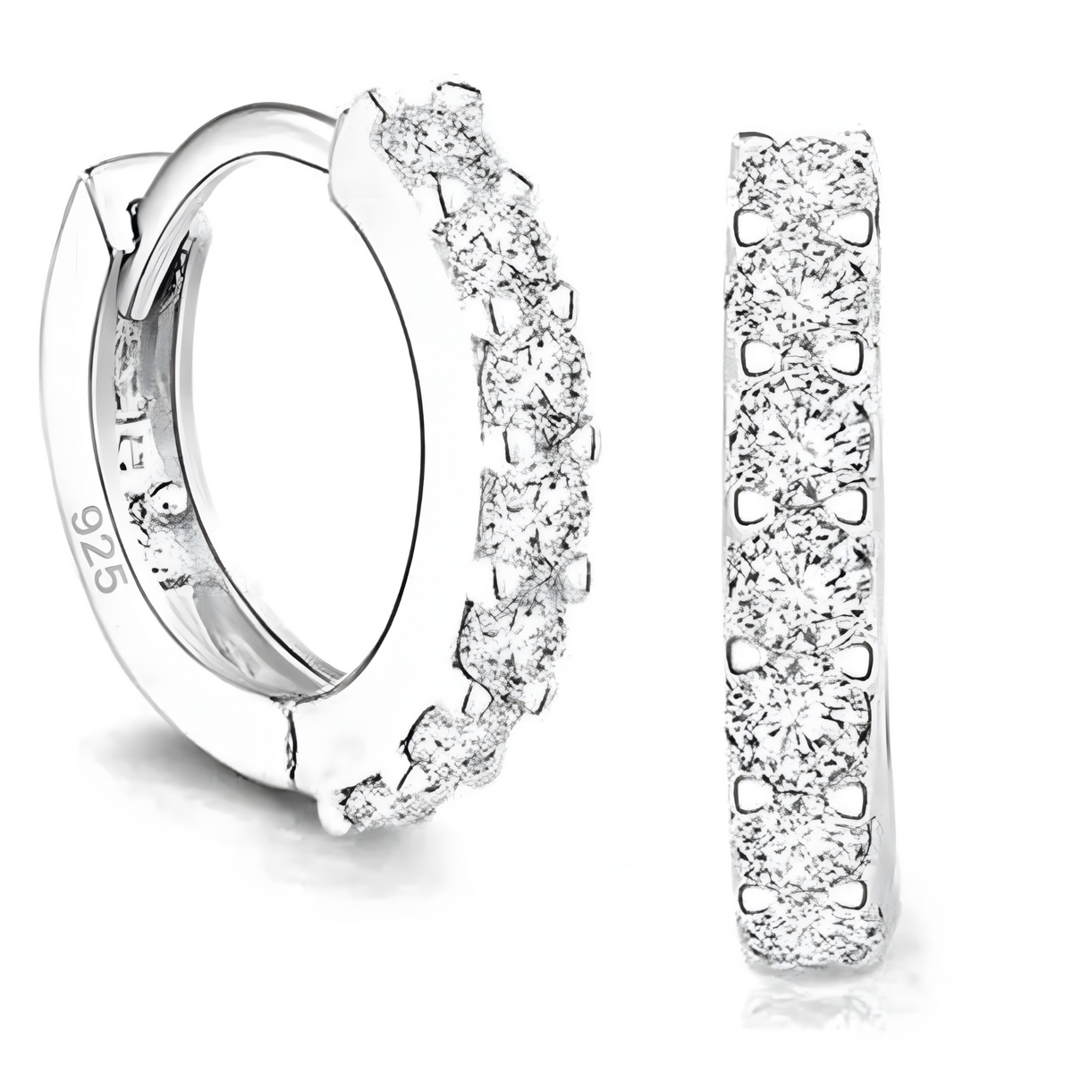 Copper Alloy with 925 Silver Plating, Sparkling Huggie Hoops for Daily Wear 847