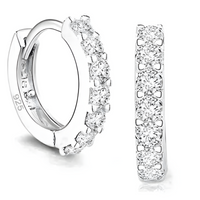 Copper Alloy with 925 Silver Plating, Sparkling Huggie Hoops for Daily Wear 847