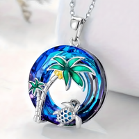 Turtle Necklace and Earring Set Sterling Silver Plated Women Girls Tropical B146