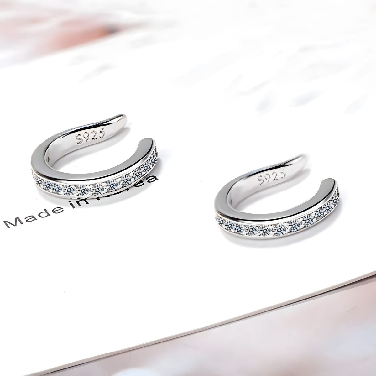 925 Sterling Silver CZ Ear Cuff, No Piercing Crystal Ear Climber, Zirconia 330
