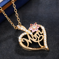 Gold-Tone Alloy Heart Shaped Pendant Necklace for Women – Sparkling Crystal 1121