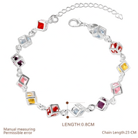 MultiColor Cube Charm Bracelet Geometric Crystal Wristband Adjustable Chain 1728