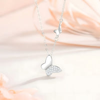 925 Sterling Silver Butterfly Pendant Necklace for Women, Adjustable Chain 278