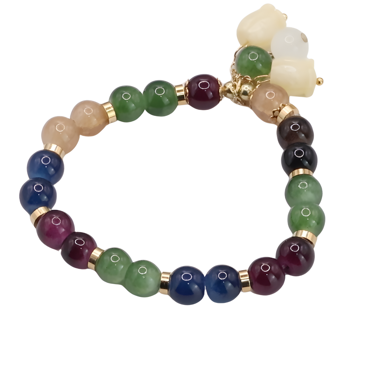 Natural Colorful Tourmaline Gemstone Beaded Bracelet Healing Crystal Stone B185