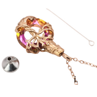 Tree of Life  Necklace with Multicolor Circle Crystal 316L Stainless Steel B221