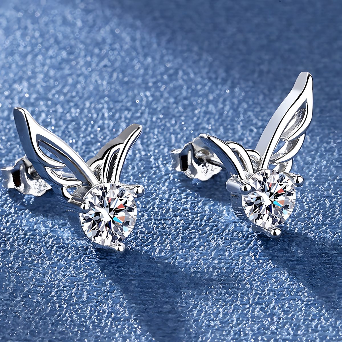 Angel Wing Stud Earrings for Women – 925 Silver-Plated Alloy Sparkling Cubic 960