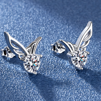 Angel Wing Stud Earrings for Women – 925 Silver-Plated Alloy Sparkling Cubic 960