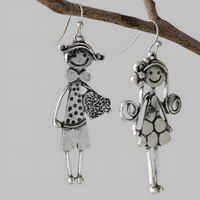 Retro Couple Character Earrings for Women –Copper Alloy with Silver Plating 1230