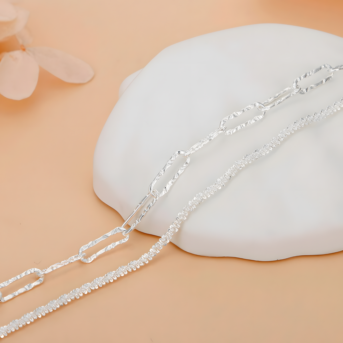 Double Chain Bracelet For Women 20CM Lobster Clasp Adjustable Geometric 1776