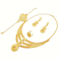 5-Piece Traditional Bridal Jewellery Set: Earrings, Necklace, Bracelet, Ring 109