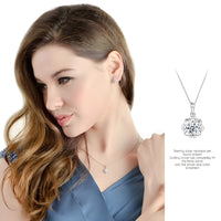Fashion Party Flowers Rhinestone CZ Pendants Neckalce 925 Sterling Silver 276