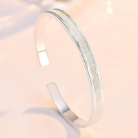 Unified Jewellery Premium Frosted Stripe Adjustable Open Cuff Bangle 1839