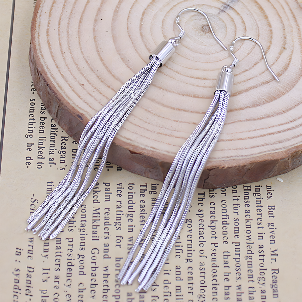 Long Tassel Drop Earrings Women, 925 Silver-Plated Alloy, Lightweight Dangle 967
