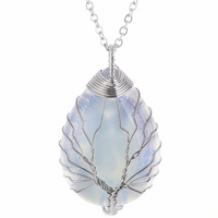 Tree of Life Opalite Crystal Pendant Necklace Spiritual Energy Healing Wire 1333