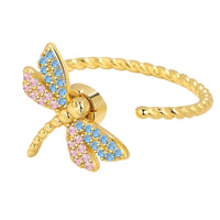 Whimsical Dragonfly Spinner Ring - Gold Tone Fidget Ring for Anxiety Relief 379