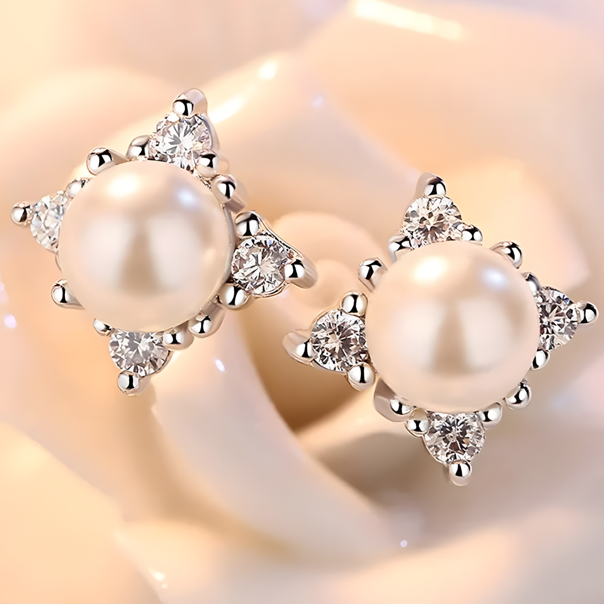 Dainty 925 Sterling Silver Pearl Stud Earrings Elegant & Minimalist Jewelry 302