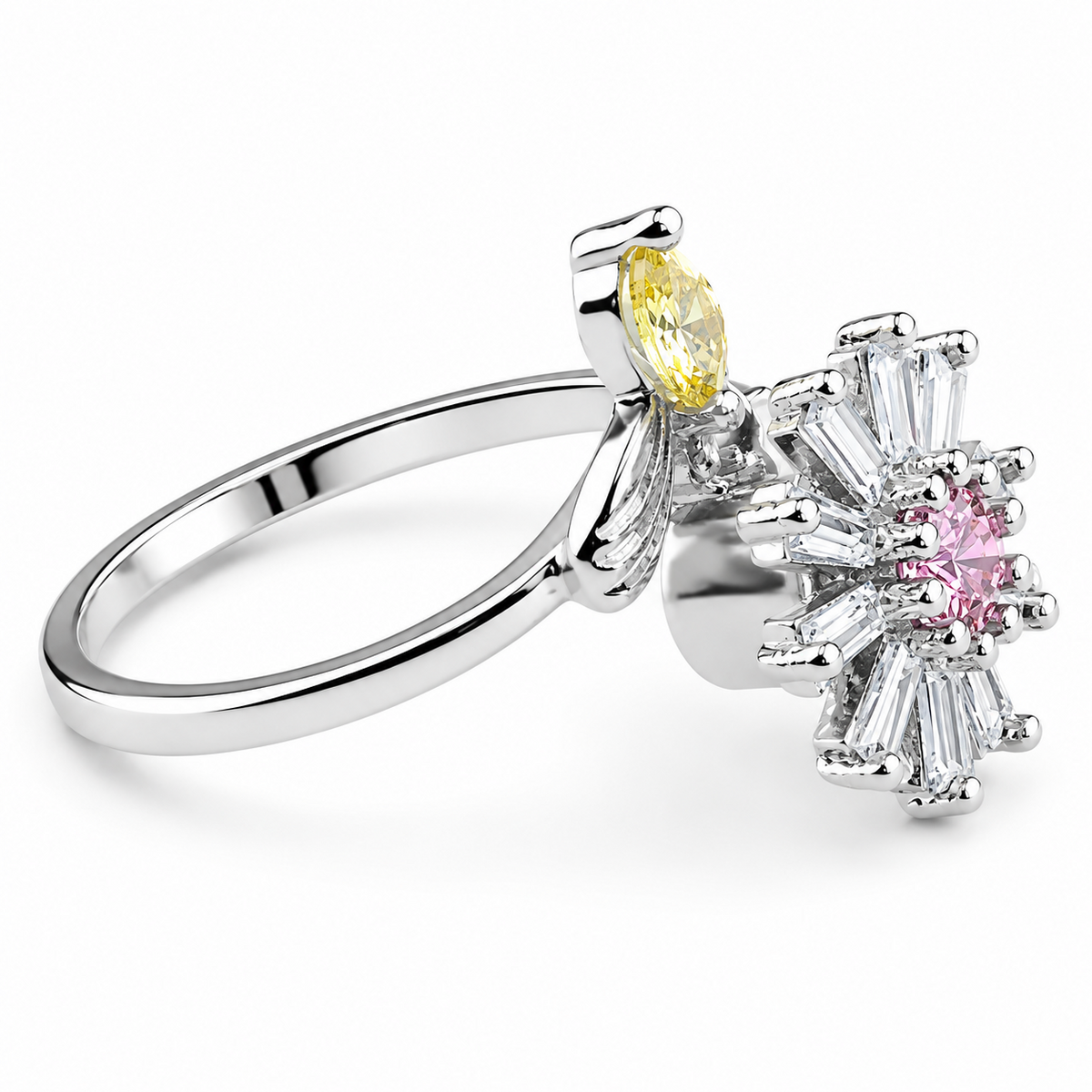 Rotatable Floral Spinner Ring For Women Adjustable Open Band Fidget Anxiety 1515