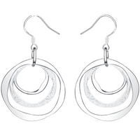 925 Sterling Silver Three Circle Drop Earrings - Elegant Modern Design B20