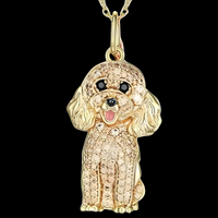 Poodle Pendant Necklace -Sparkling Dog Charm Pendant with Pavé Crystal Body B254
