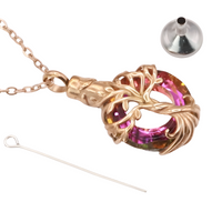Tree of Life  Necklace with Multicolor Circle Crystal 316L Stainless Steel B221