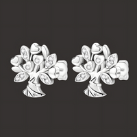 925 Sterling Silver Tree of Life Heart Leaf Earrings Women– Sparkling Zircon 844