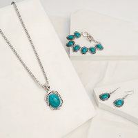 3-Piece Vintage Turquoise Jewellery Set Women – Classic Zinc Alloy Necklace 722