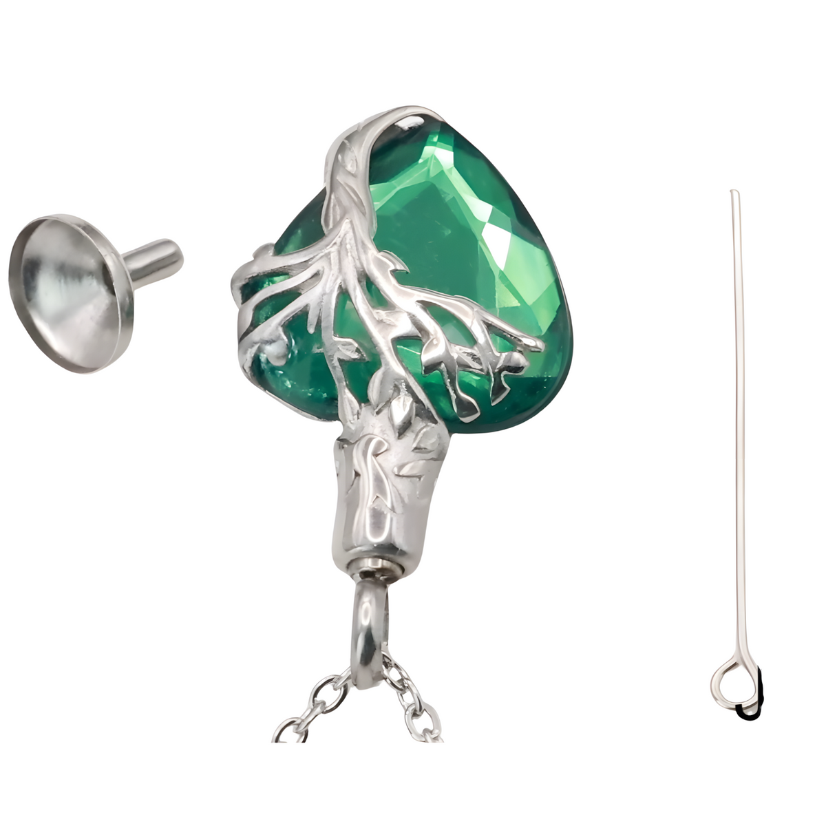 Heart Tree of Life Urn Necklace Crystal Funnel Filler 316L Stainless Steel B208