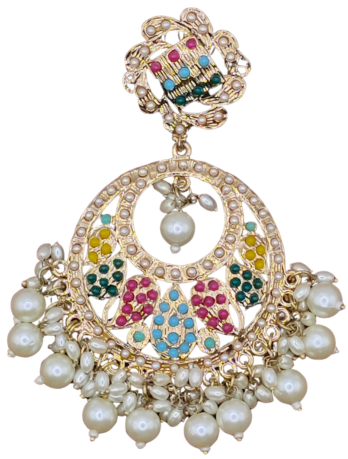 Elegant Bollywood Inspired Gold Kundan Earrings - Traditional Indian Jewelry 241