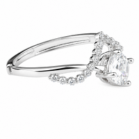 Adjustable Bypass Zircon Engagement Ring, Round Brilliant Cut Solitaire 1630