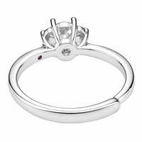 Luxury Round Brilliant Cut Zirconia Floral Cluster Ring Adjustable Silver 1651