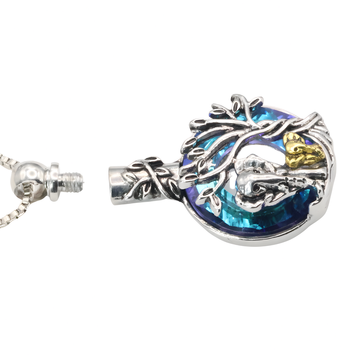 Memorial Necklace – Stainless Steel Crystal Elephant Pendant Ash Urn Locket B262