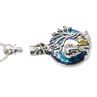 Memorial Necklace – Stainless Steel Crystal Elephant Pendant Ash Urn Locket B262